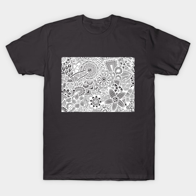 White Zentangle Pattern T-Shirt by MyownArt